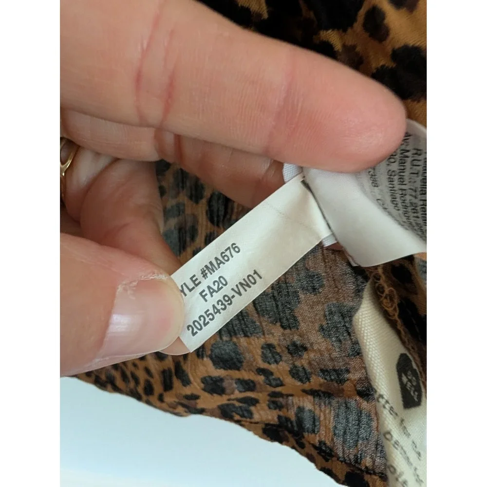 Madewell Leopard Balloon Sleeve Button Up Top painted leopard Small neutral